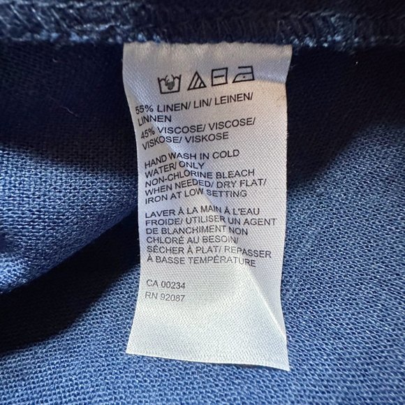 Saks Off the Shoulder Linen Dress Navy Button Down | 14 - Picture 7 of 7